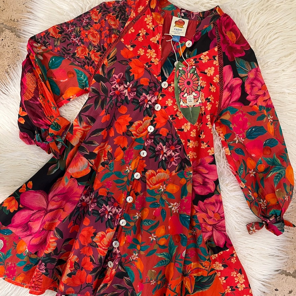 Farm Rio “Mini dress in Floral" NWT - Picture 2 of 11